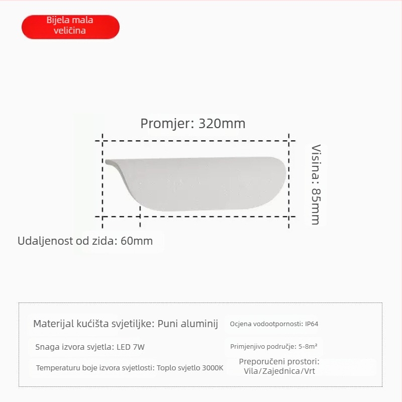 Nordijski minimalistička vanjska zidna svjetiljka, vodootporna za balkon i dvorište, svjetiljka za natpis na vratima i zidna lampica uz krevet