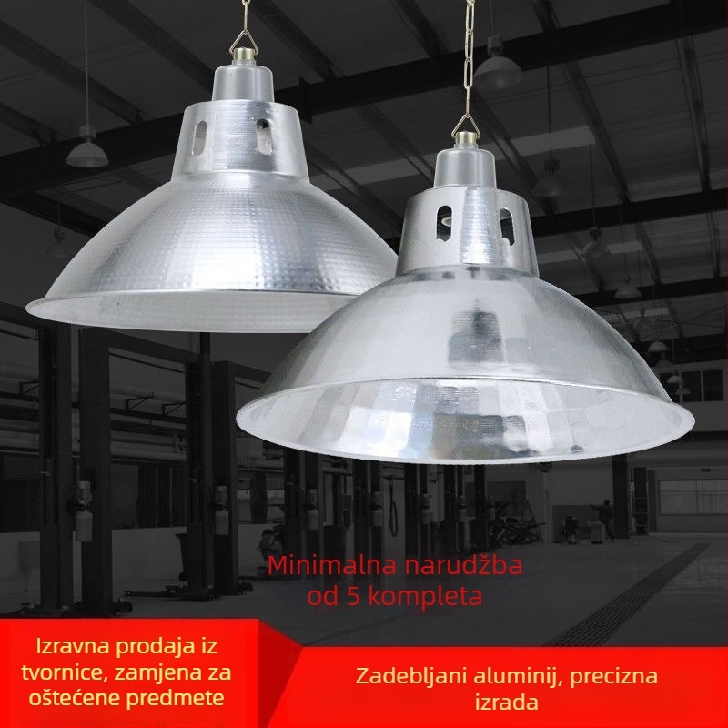Stakleni abažur za industrijske i rudarske pogone, skladišta i radionice, s reflektivnim premazom i debelim perlastim slojem