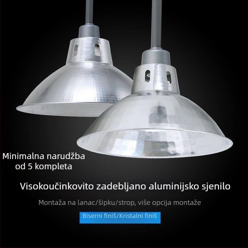 Stakleni abažur za industrijske i rudarske pogone, skladišta i radionice, s reflektivnim premazom i debelim perlastim slojem