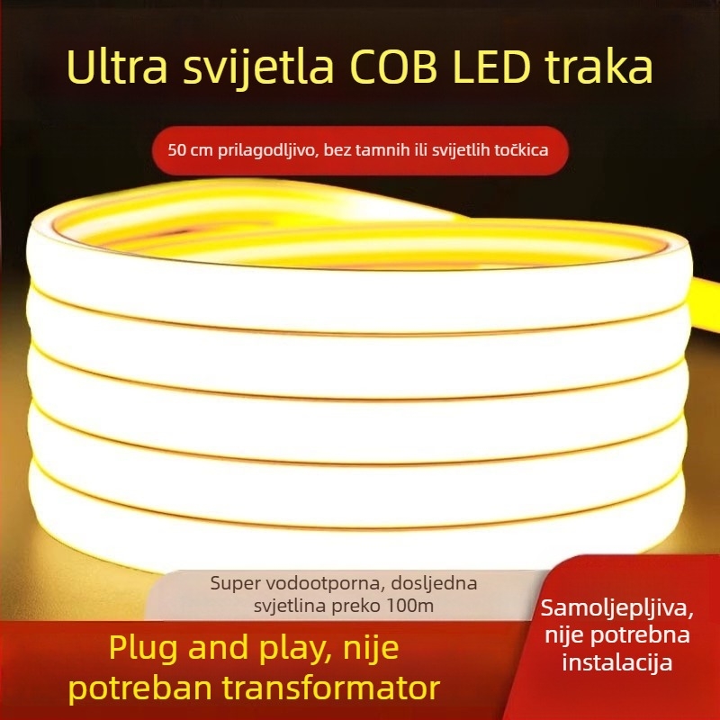 Vanjska COB LED traka, fleksibilna, 220V, vodootporna, linearni dizajn, 12W
