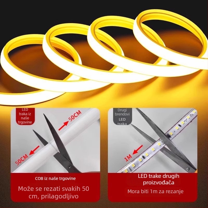 Vanjska COB LED traka, fleksibilna, 220V, vodootporna, linearni dizajn, 12W