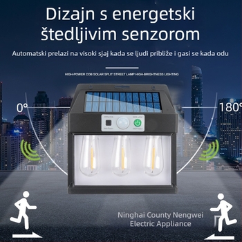 Solarna vanjska zidna svjetiljka s detektorom dnevno/noć i automatskim uključivanjem u sumrak