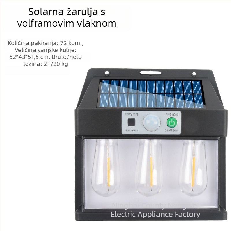 Solarna vanjska zidna svjetiljka s detektorom dnevno/noć i automatskim uključivanjem u sumrak
