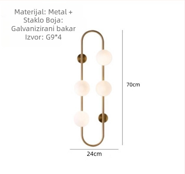 Designer Magic Bean zidna svjetiljka, nordijski minimalistički stil, staklena kugla, metalno tijelo, LED, promjer 24 cm, prekidač na zidu