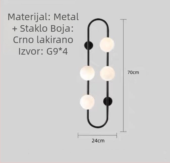 Designer Magic Bean zidna svjetiljka, nordijski minimalistički stil, staklena kugla, metalno tijelo, LED, promjer 24 cm, prekidač na zidu