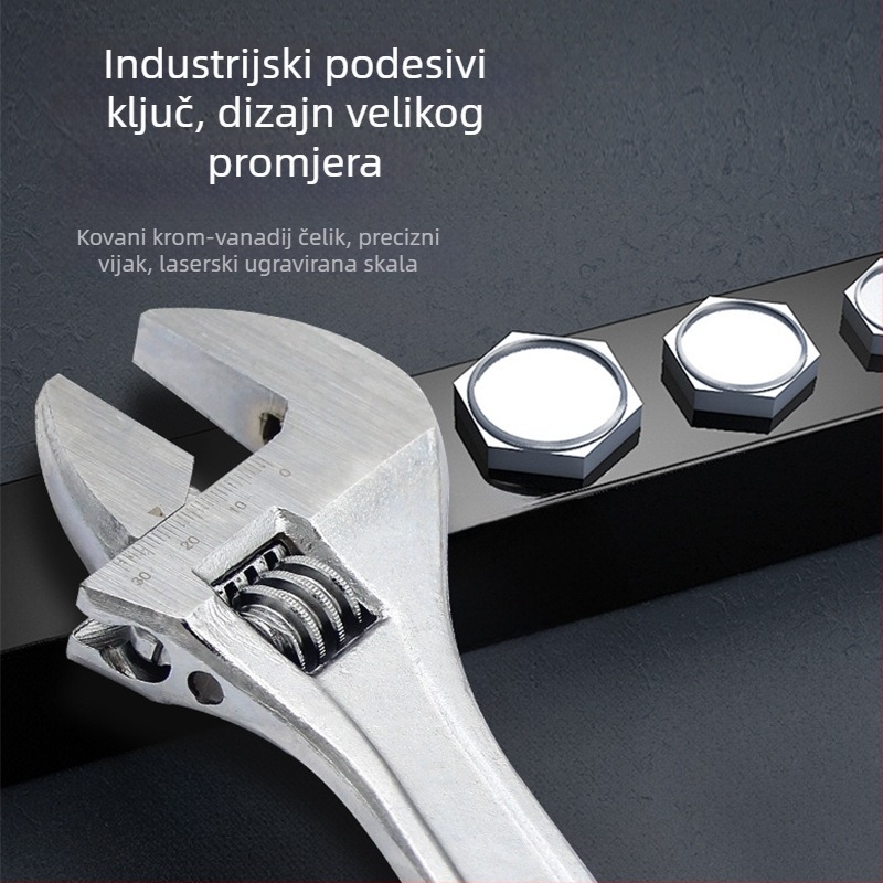 10-inčni podesivi ključ, Cr-V legura čelika, univerzalni vodovodni alat za kupaonicu i cijevi