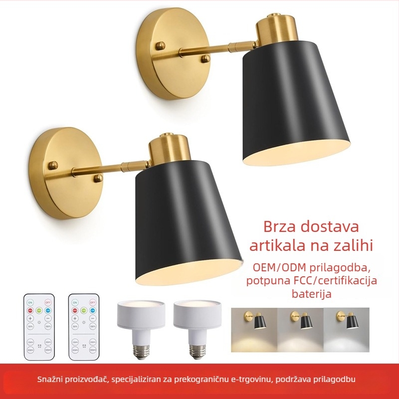 Retro zidna lampa u skandinavskom stilu s bežičnim punjenjem za dnevni boravak i spavaću sobu