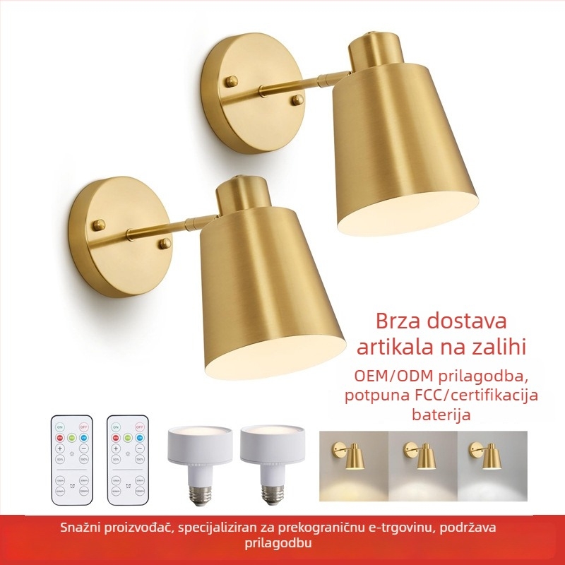 Retro zidna lampa u skandinavskom stilu s bežičnim punjenjem za dnevni boravak i spavaću sobu