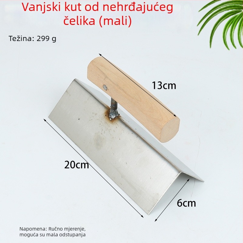 Nerđajući čelični dvostrani kutni alat za unutarnje i vanjske kutove zidova, lopatica za žbukanje