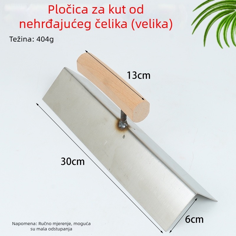 Nerđajući čelični dvostrani kutni alat za unutarnje i vanjske kutove zidova, lopatica za žbukanje