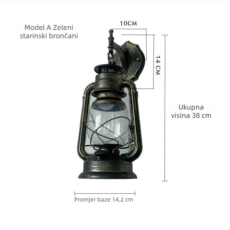 Zidna lampa za hodnik kineskog restorana, vintage fenjer na kerosen, kovani željezo, europska antik dekorativna svjetiljka