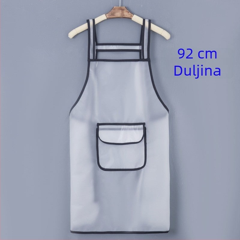 PVC pregača bez rukava za kuhinju, bijela, univerzalna veličina, moderni minimalistički stil, otporna na masnoće