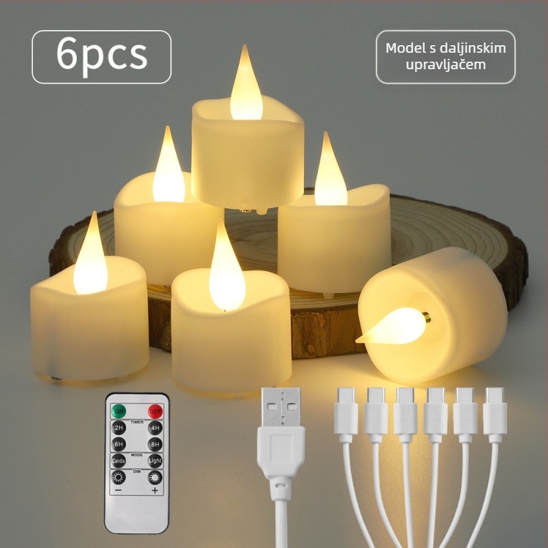 USB napajanje, daljinski upravljana čajna svjetiljka u kapljastom obliku, s timerom i promjenjivom LED, bez plamena, za vjenčanja i rođendane