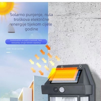 Solarna zidna lampa za vanjsku upotrebu, visoke snage, ultra jaka, IP63 vodootporna, senzor pokreta, vrt