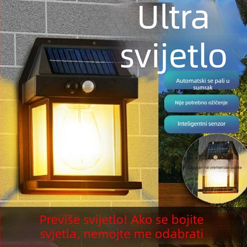 Solarna zidna lampa za vanjsku upotrebu, visoke snage, ultra jaka, IP63 vodootporna, senzor pokreta, vrt