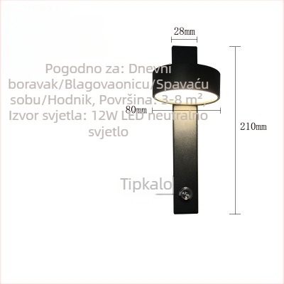 Nordijska moderna minimalistička zidna svjetiljka u obliku T sa prekidačem i regulatorom svjetla, kreativna retro noćna svjetiljka za spavaću sobu