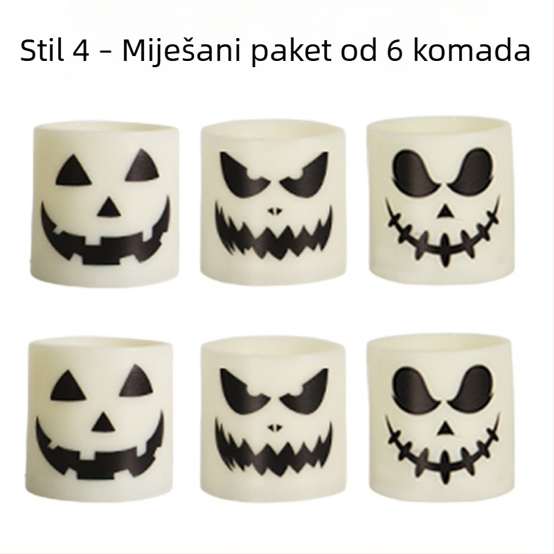 Halloween set od 6 LED svijeća s daljinskim upravljanjem, 18 tipki, dekoracija duh