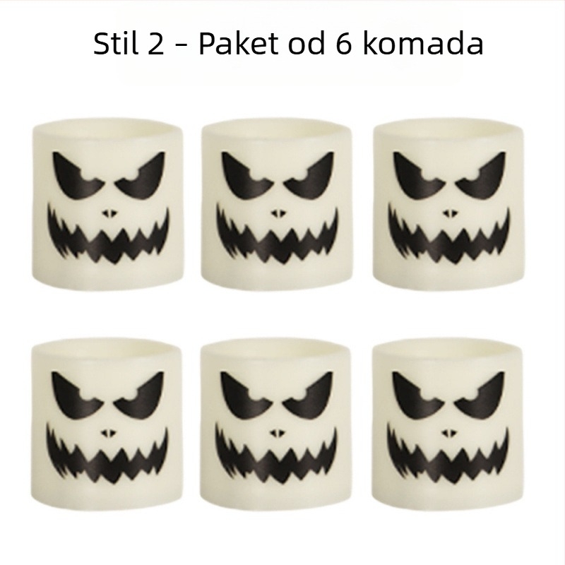 Halloween set od 6 LED svijeća s daljinskim upravljanjem, 18 tipki, dekoracija duh