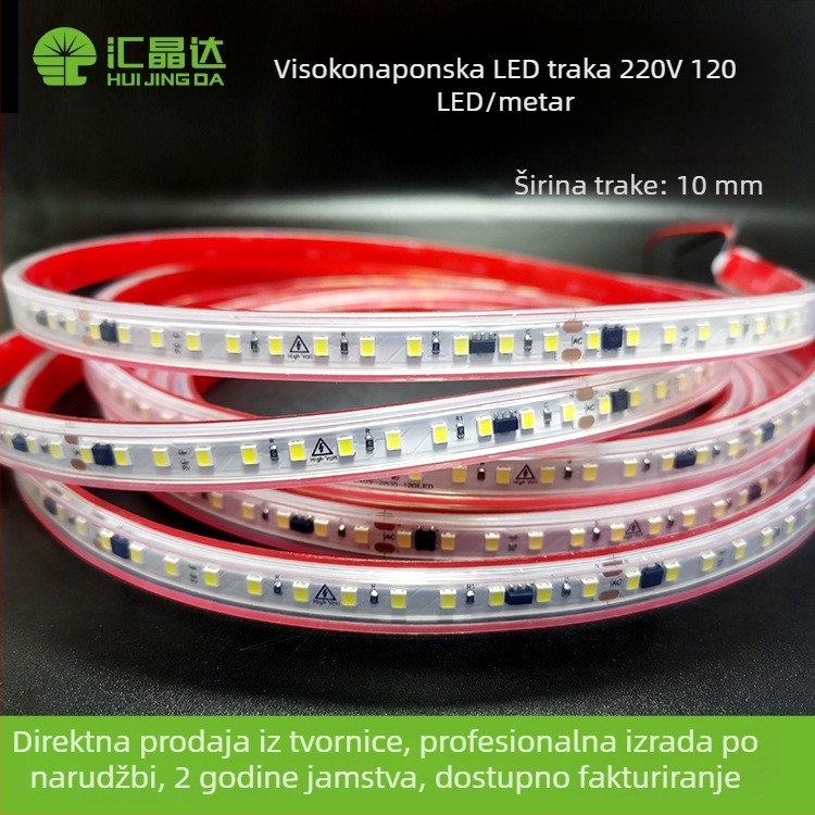 220V monochromatska LED traka sa 120 LED 2835 SMD za unutarnje i arhitektonsko osvjetljenje