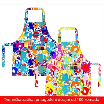 Dječja pregača za crtanje, vodootporna, bez rukava, od poliestera, s motivom crtanih likova