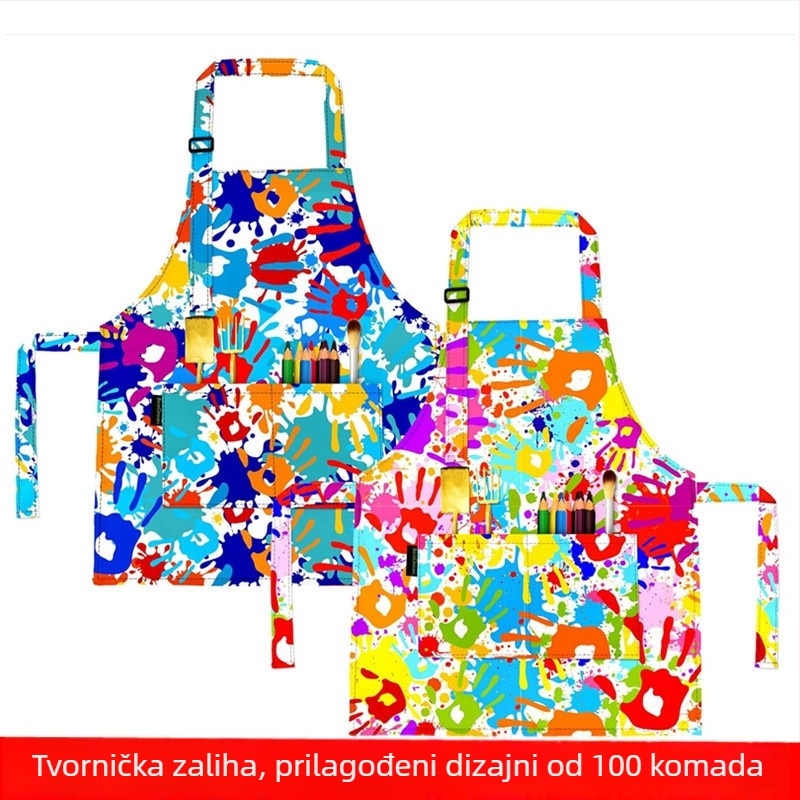 Dječja pregača za crtanje, vodootporna, bez rukava, od poliestera, s motivom crtanih likova