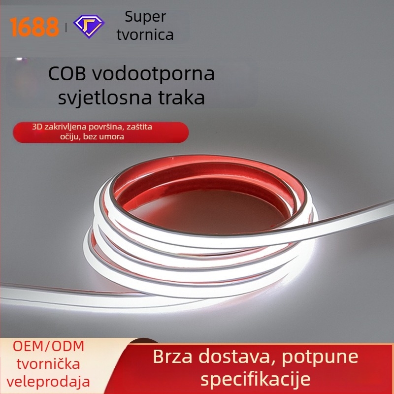 COB LED traka, trobojna promjena boje, samoljepljiva, vodootporna, 24V, silikon fleksibilna LED traka za dnevni boravak