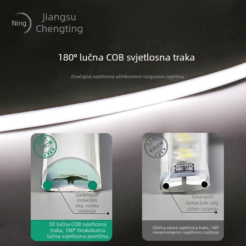 COB LED traka, trobojna promjena boje, samoljepljiva, vodootporna, 24V, silikon fleksibilna LED traka za dnevni boravak