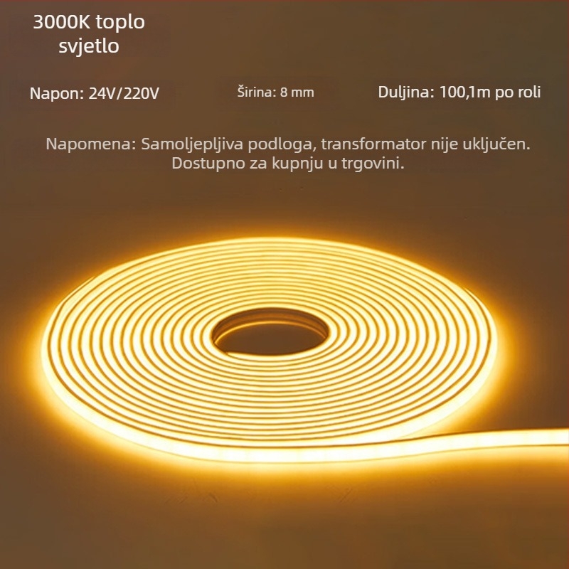 COB LED traka, trobojna promjena boje, samoljepljiva, vodootporna, 24V, silikon fleksibilna LED traka za dnevni boravak