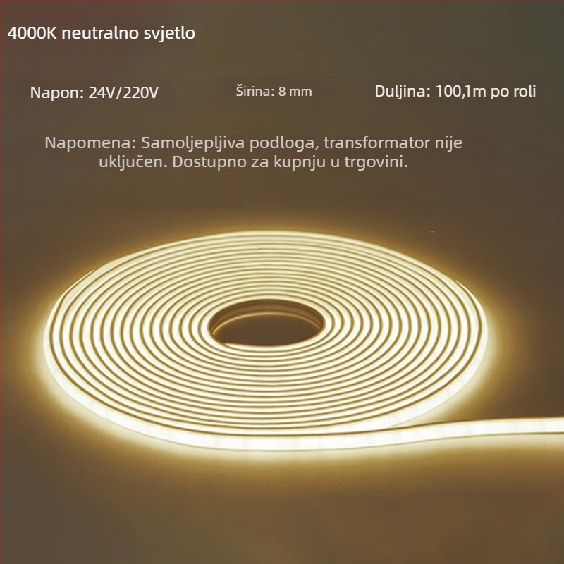 COB LED traka, trobojna promjena boje, samoljepljiva, vodootporna, 24V, silikon fleksibilna LED traka za dnevni boravak
