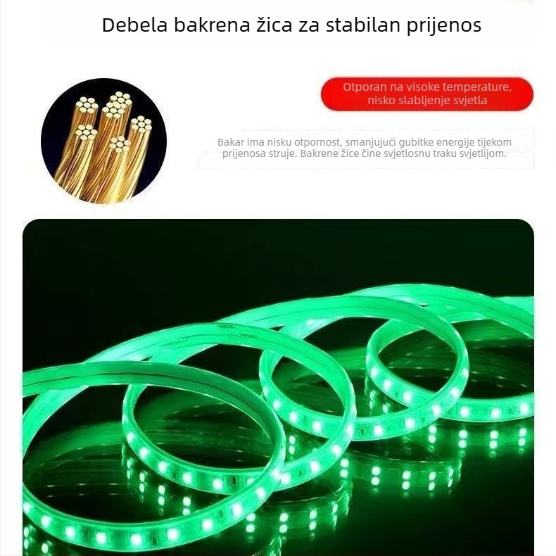 220V RGB LED traka 5050 za vanjsku upotrebu, vodootporna IP67, daljinsko upravljanje, promjena boje, reklamno osvjetljenje projekata