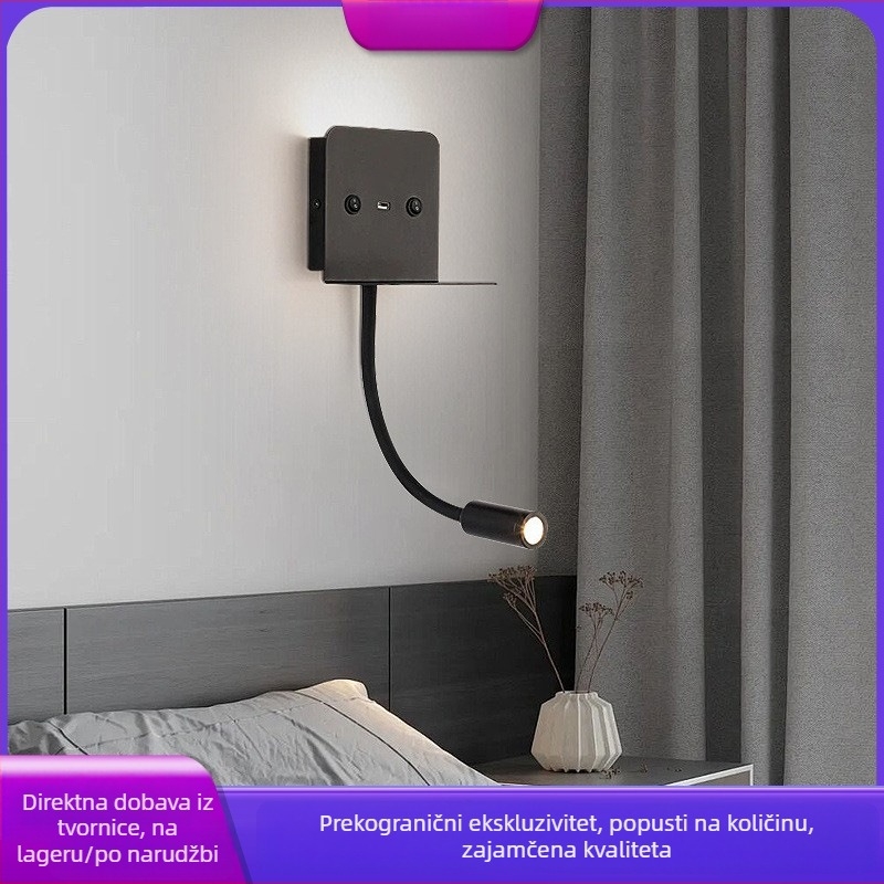 LED zidna svjetiljka s podesivim kutem i USB-om, za dnevni boravak, hodnik i galeriju; minimalistička noćna lampica za spavaću sobu.
