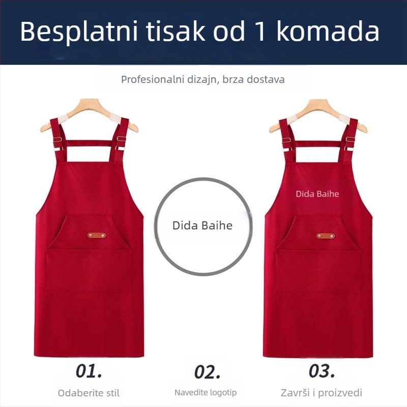 Ženska kuhinjska pregača s karikaturnim motivom, ljetna lagana, vodonepropusna i otporna na masnoće, s otiskom i naramenicama