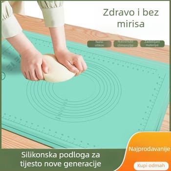 Jednobojna silikonska podloga za tijesto s mjernim skalama – prehrambena kvaliteta, velika, ekstra debela