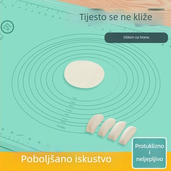 Jednobojna silikonska podloga za tijesto s mjernim skalama – prehrambena kvaliteta, velika, ekstra debela