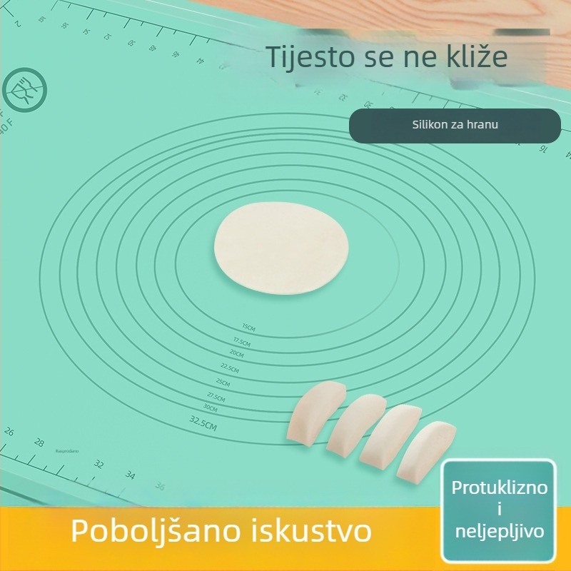 Jednobojna silikonska podloga za tijesto s mjernim skalama – prehrambena kvaliteta, velika, ekstra debela