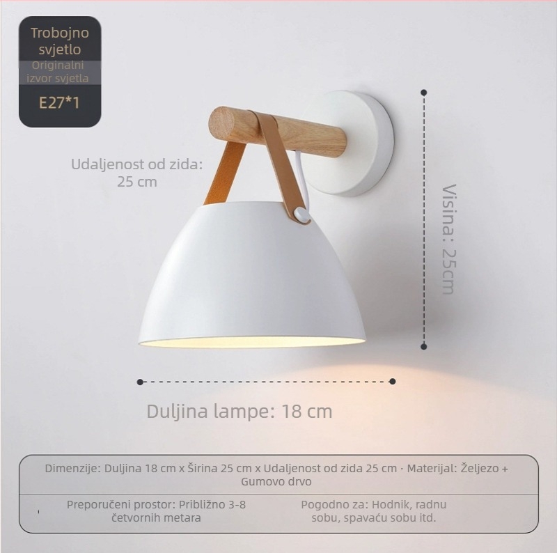 LED drvena zidna svjetiljka u skandinavskom minimalističkom stilu – idealna za hodnik, stubište, balkon i spavaću sobu