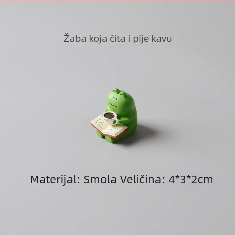 Žaba na ljuljačkom stolcu – slatka dekorativna figura za ured i auto, anti-stres poklon za rođendan