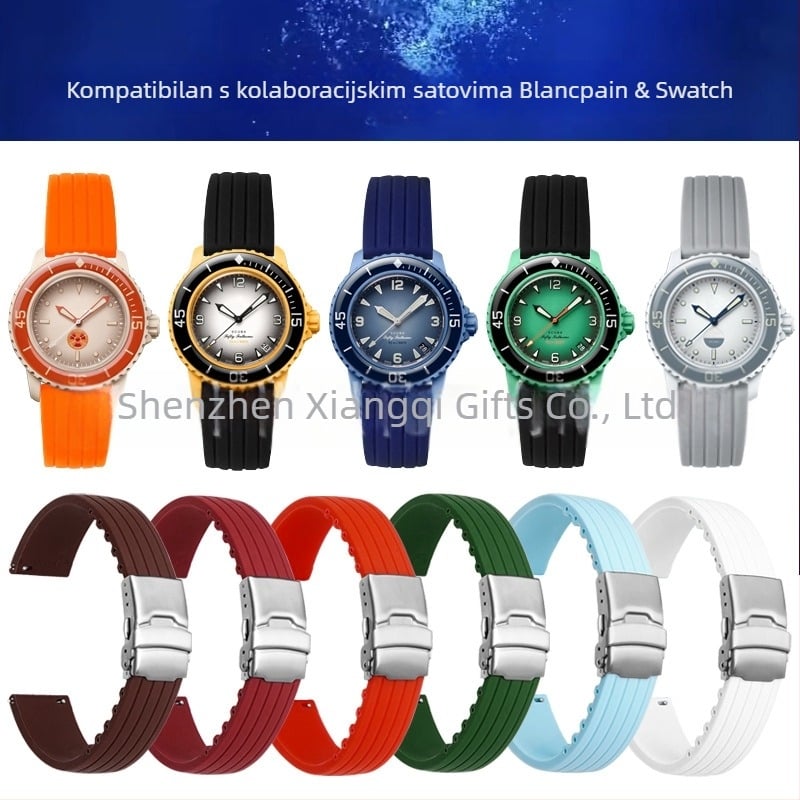 Xiangqi silikonska narukvica za sat 22 mm Swatch Fifty Fathoms ko-brand Baobao Five Oceans Series mehanički ronilački sat