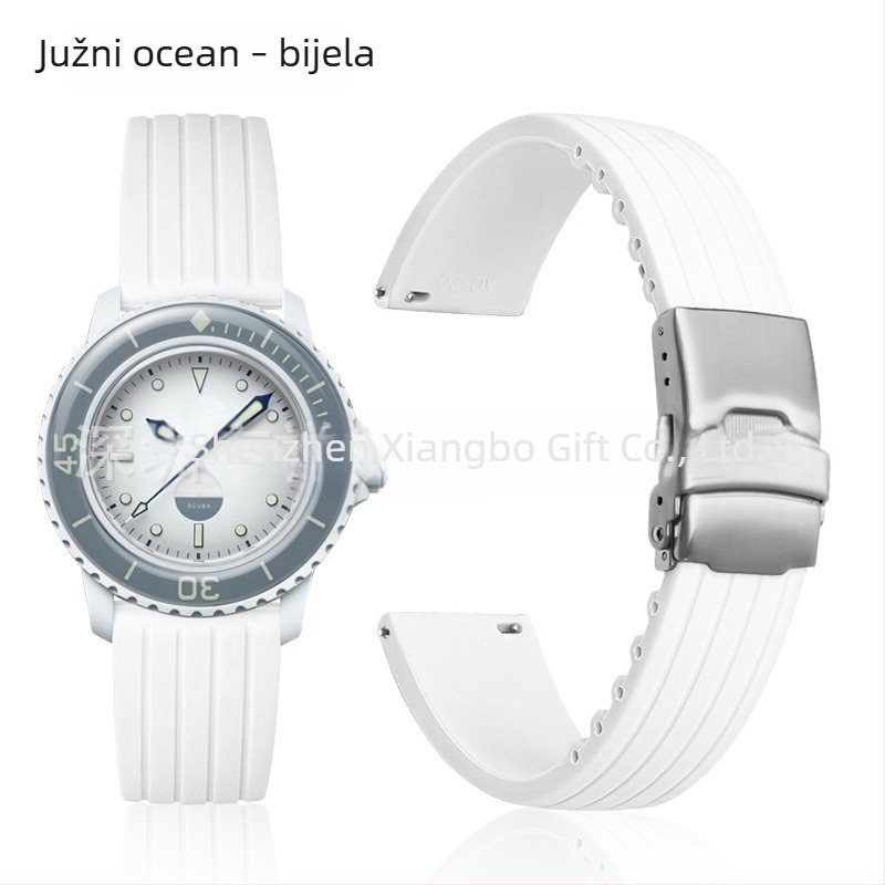 Xiangqi silikonska narukvica za sat 22 mm Swatch Fifty Fathoms ko-brand Baobao Five Oceans Series mehanički ronilački sat