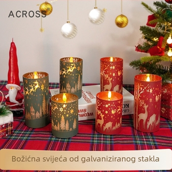 LED elektronička svijeća u elektroplatiranoj staklenoj čašici za božićnu dekoraciju