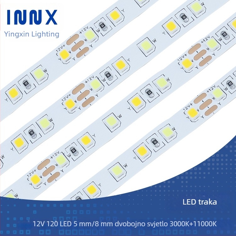 12V LED trak s 120 LED, trobojno podešavanje rasvjeta, debljina 5/8 mm, visoka temperaturna otpornost, 12W, niskonaponsko osvjetljenje, zaštita očiju, nije vodootporna, za ormariće