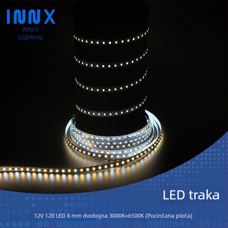 12V LED trak s 120 LED, trobojno podešavanje rasvjeta, debljina 5/8 mm, visoka temperaturna otpornost, 12W, niskonaponsko osvjetljenje, zaštita očiju, nije vodootporna, za ormariće