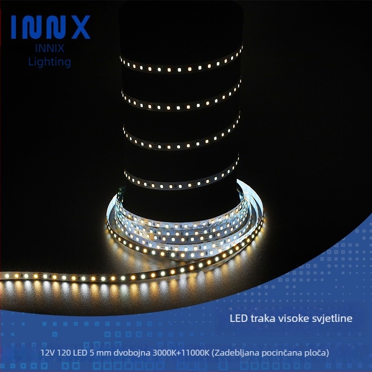 12V LED trak s 120 LED, trobojno podešavanje rasvjeta, debljina 5/8 mm, visoka temperaturna otpornost, 12W, niskonaponsko osvjetljenje, zaštita očiju, nije vodootporna, za ormariće
