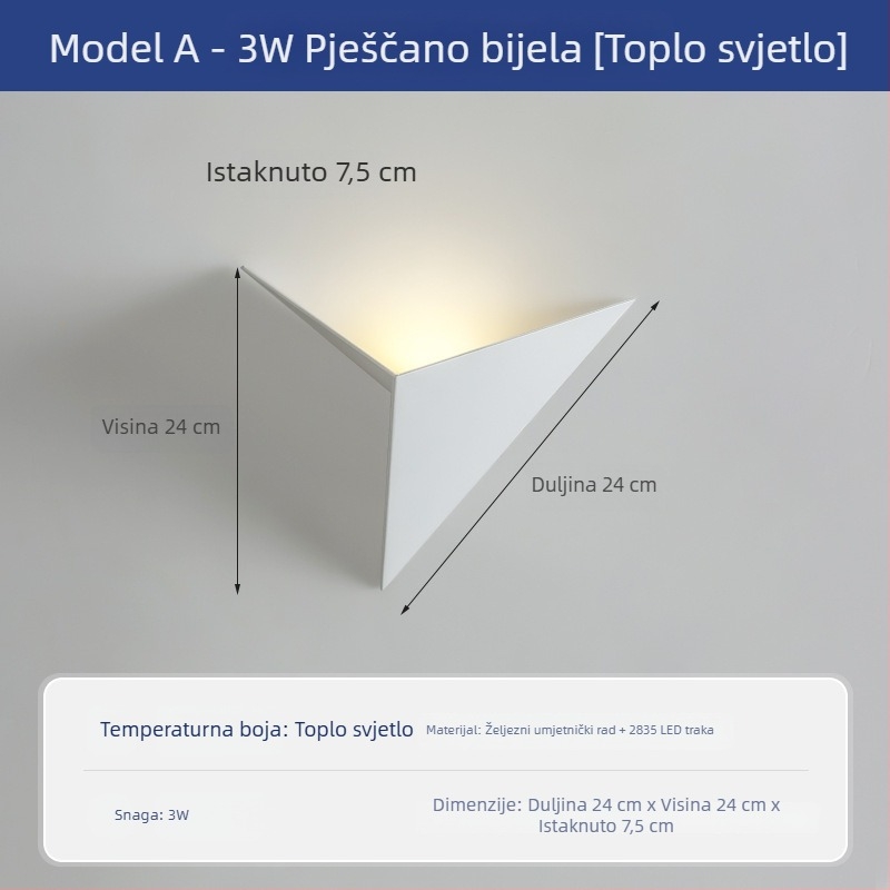 Minimalistička zidna svjetiljka za spavaću sobu i dnevni boravak, novi model 2024., umjetničko noćno svjetlo sa skrivenom lampom