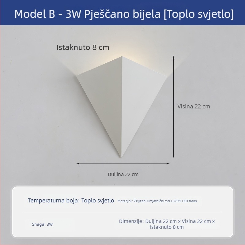 Minimalistička zidna svjetiljka za spavaću sobu i dnevni boravak, novi model 2024., umjetničko noćno svjetlo sa skrivenom lampom