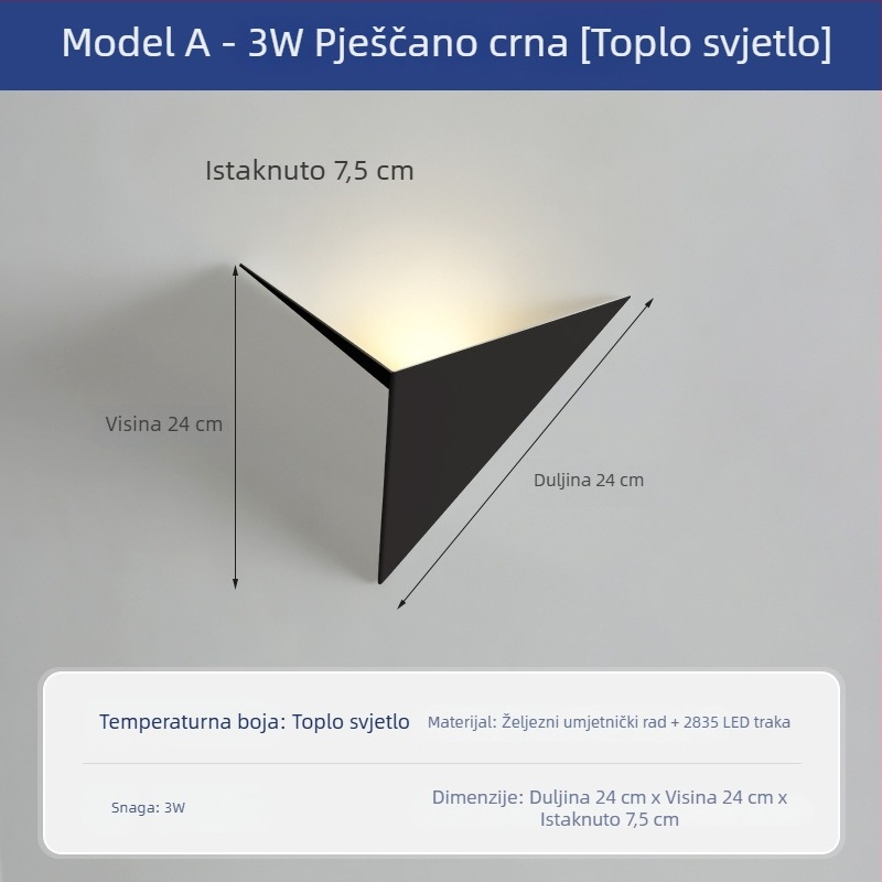 Minimalistička zidna svjetiljka za spavaću sobu i dnevni boravak, novi model 2024., umjetničko noćno svjetlo sa skrivenom lampom
