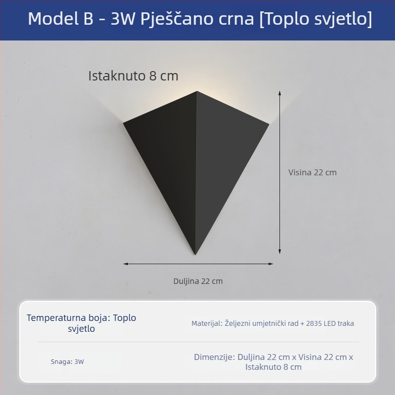 Minimalistička zidna svjetiljka za spavaću sobu i dnevni boravak, novi model 2024., umjetničko noćno svjetlo sa skrivenom lampom