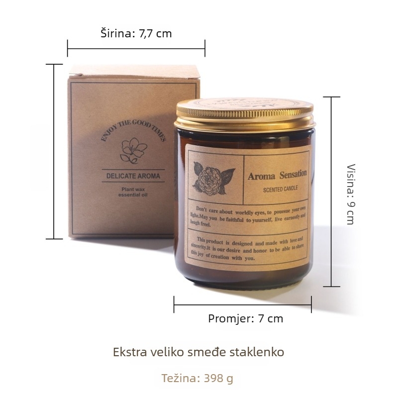 Svijeća od sojinog voska u staklenoj posudi, aromaterapija, kreativan dizajn, ekološka