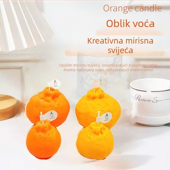 Ručna izrada narančasta mirisna svijeća od sojinog voska, u obliku voća