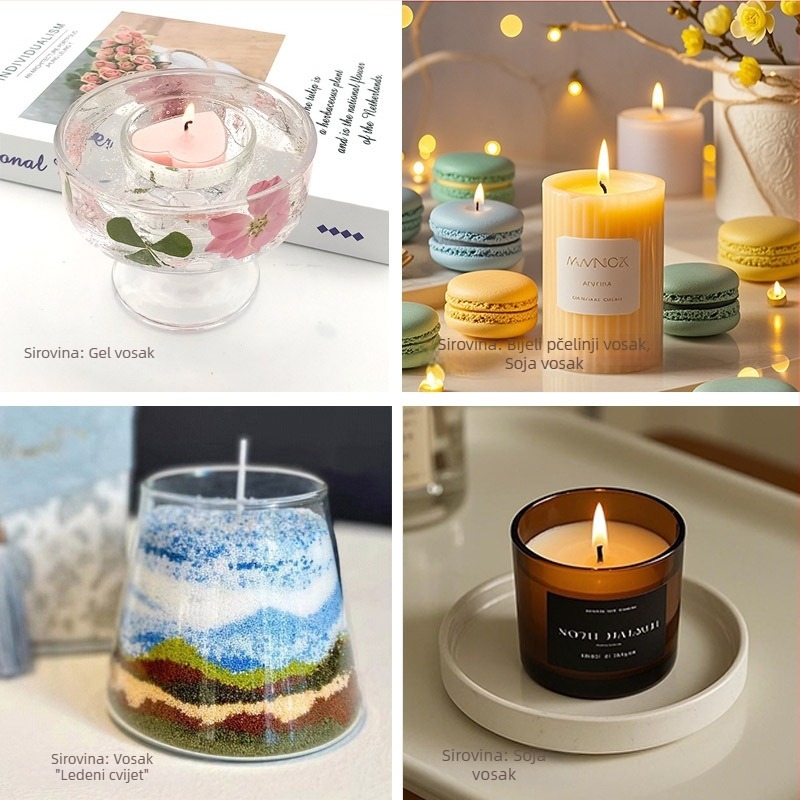 52° Biljni sojin vosak za ručno izrađene aromatične svijeće u čašicama, DIY, bijeli pčelinji vosak i želatinozni vosak